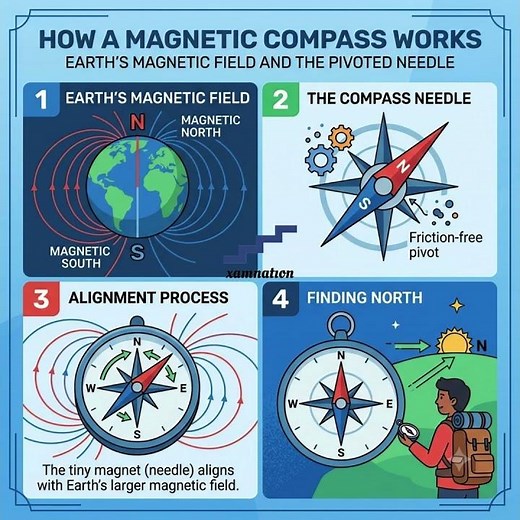 How does a magnetic compass work | #magnet #magneticfields #compass