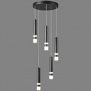 5-Light Modern Pendant Light Kitchen Island Light Fixture Dimmable LED Black Mini Pendant Lights Dinning Room Kitchen Chrome Pendant Lighting