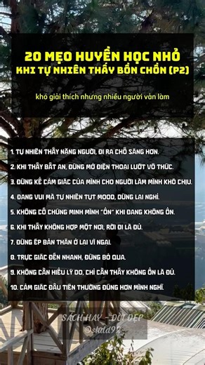 20 mẹo huyền học nhỏ khi tự nhiên thấy bồn chồn P2 #sachhaydoidep