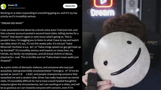 Amid recent controversy, Minecraft streamer Dream announces he will address grooming allegations in upcoming video