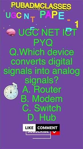 UGC NET ICT PYQ 🔥 What Does a Modem Do? Only NET Aspirants Know! #publicadministration #ugc #ugcnet
