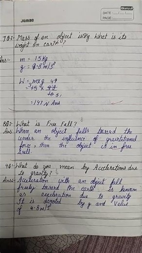 #weight of earth#free fall#acceleration due to gravity#numerical of gravitation chapter#class 9th