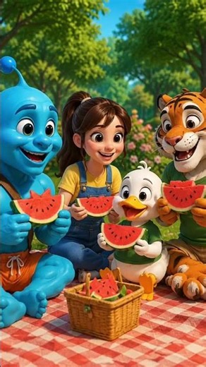 Bloo's Watermelon Picnic | Learn English with Friends!** 🐯🦆
