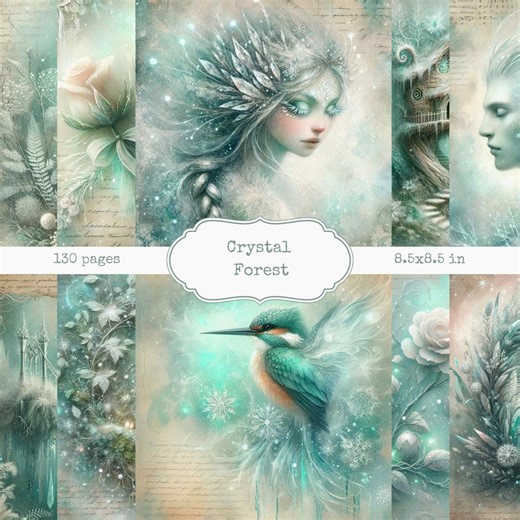Enchanted Forest Junk Journal Kit: Vintage Crystals Scrapbook Digital Download - Etsy