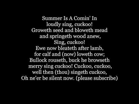 SUMMER Is A Comin' In SUMER IS ICUMEN Cuckoo Lyrics Words round sing along music song
