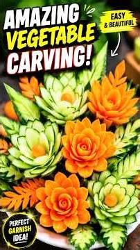 🌶️ Bell Pepper & Tomato Flower Garnish Art 🌹 Easy Vegetable Carving Decoration #shorts