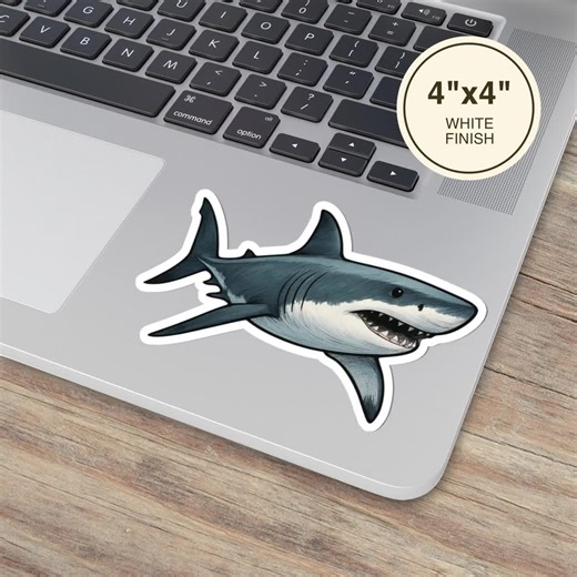 Great White Shark Sticker, Ocean Predator Vinyl Decal, Sea Life Aesthetic, Marine Animal Sticker, Beach Lover Gift, Watercolor Shark Art - Etsy