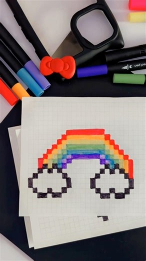 How to Draw EASY PIXEL ART for Beginners! 🌈✨ (Satisfying) #shorts