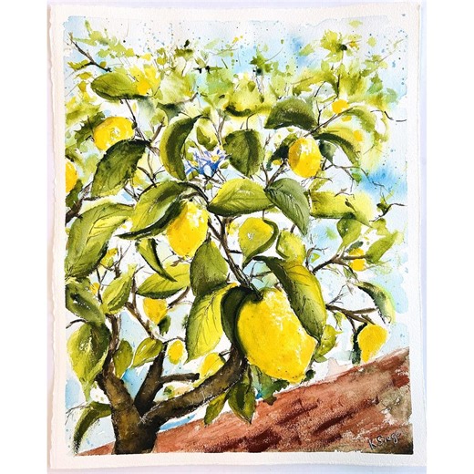 Lemon Tree Painting Original Art Lemon Art Fruits Kitchen Art Food Wall Art Lemons Still Life Citrus Art Lemons Watercolor Lemon Trees Art - Etsy