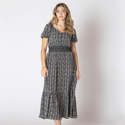 Devoted Calf length floral dress with short ruffled sleeves, Calf length floral dress - Walmart.ca