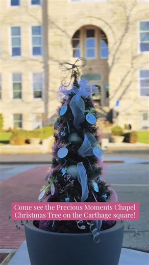 Precious Moments Chapel on Instagram: "We loved creating a tree full of handmade Precious Moments ornaments to share Christmas joy on the Carthage Square! 🎀🎄 If you stop by near @hatcherscoffeehouse to see it, we would be so thankful for your vote! Thank you @visioncarthage for inviting us to help brighten our community in this season’s Deck the Planters Christmas Tree Competition! 💝 ❄️Link in bio to vote! #PreciousMomentsChapel #CarthageMO #HometownHolidays #decktheplanters"