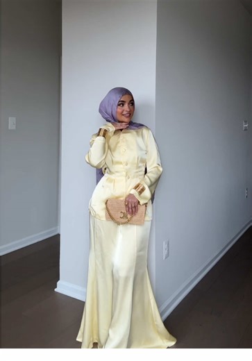 Butter Yellow and Lilac Modest Dress Set
