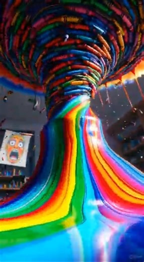 Crayons Tornado Melts Into a Rainbow Explosion! 🌈🌪️ #Shorts #AI