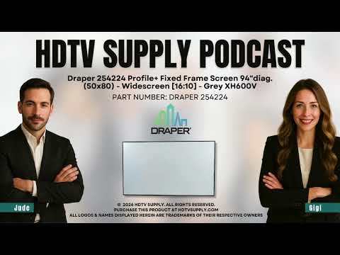 Draper 254224 Profile+ Fixed Frame Screen 94"diag. (50x80) - Widescreen [16:10] - Grey XH600V
