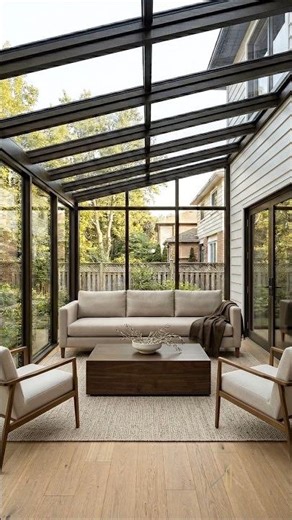 Sunroom Renovation Before and After | Warm Modern Glass Extension Transformation