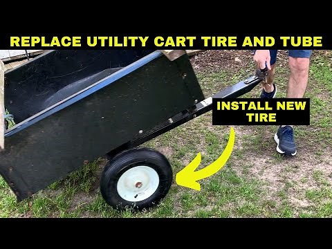 Installing new innertube and tire on utility cart or wheelbarrow wheel.