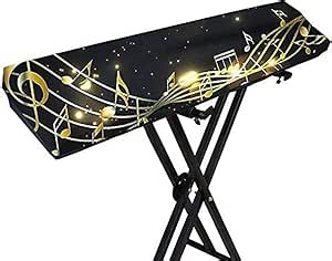 Piano Keyboard Dust Cover,61/88 Key Keyboard Cover with Adjustable Stretchable Electric/Digital Piano Keyboard Covers,Music Symbol Print Design with Elastic band Design (Style -1)