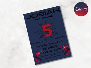 Spider-man Birthday Invitation: Customizable Boy Birthday (canva Template) - Etsy Canada