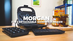 Customize your tasty creations with Morgan 3-in-1 Sandwich maker MDM-383🥪. Explore the Delicious Possibilities with Interchangeable Plates for Sandwiches, Waffles, and Kuih Bahulu! Choose your style and get Ready to delight your taste buds within minutes! 🔥 ✅ With detachable Sandwich plate, Waffle plate and Kuih bahulu plate ✅ Non-stick coated plate for easy cleaning ✅ Automatic temperature control ✅ Stands horizontally & vertically for compact storage and space saving ✅ Cool touch handle with