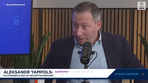 🌐 SecurityScorecard CEO Dr. Aleksandr Yampolskiy joined Cyber Focus with host Frank Cilluffo at the McCrary Institute for Cyber & Critical Infrastructure Security to warn that third-party risk is now the dominant cybersecurity epidemic. "150 companies' products comprise 90% of a global attack surface. So if one of those companies gets compromised, all of a sudden, you can compromise almost everybody." 👉 📺 Watch the episode on YouTube here: https://www.youtube.com/watch?v=GF99mjH0vzo #cybersec
