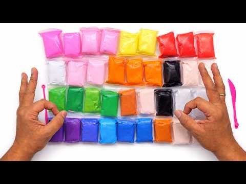 Satisfying ASMR Sound 45 colors Super Clay Unboxing and Mixing | NO TALKING!