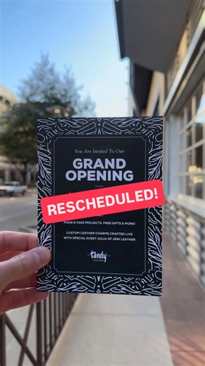 ⚠️GRAND OPENING RESCHEDULED⚠️ UPDATE YOUR CALENDARS, FORT WORTH! 📅 With the possibility of freezing weather this weekend and out of an abundance of caution for everyone traveling, our Grand Opening for Tandy Leather’s newest flagship store has been rescheduled to next Saturday, January 31 from 1–3 PM 🎉 We’ll still have all our make & take projects, free gifts, and custom leather charms crafted live by @JRWleather, and MORE! We are so excited to welcome everyone into the new space and hopefully