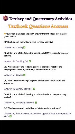 Class 12 Geography Chapter 7 | Tertiary & Quaternary Activities Full Q&A Explained 2025