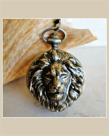 Lion Head Battery Operated Pocket Watch