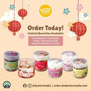 The Lunar New Year has returned - and so have our long-waited signature cookies! Usher in the Year of the Ox  with our limited-time CNY cookies! All our cookies are lovingly handcrafted with time-honoured recipes, guaranteed to impress your guests or loved ones this year!  Order today: order.thebutterstudio.com — Takashimaya • Bugis Junction • Tampines Mall • Jalan Besar www.thebutterstudio.com Order.thebutterstudio.com — | Butter Studio | Facebook