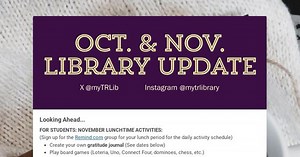 Oct. & Nov. Library Update