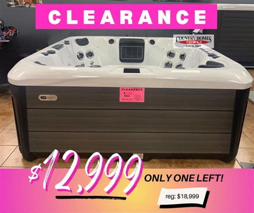 Factory scratch n dent spa - take $6,000 OFF! Reg: $18,999 Was: $13,999 NOW ONLY: $12,999 Comes with warranty Seats up to 7 *Only one* Located at 8108 N. Division St. Spokane While it lasts! Learn more > https://bit.ly/4omQWnL *Sale pricing subject to change. #clearancespas | Country Homes Power | Facebook
