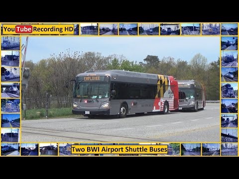 Two BWI Airport Shuttle Buses - YouTube Recording HD