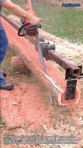 Chainsaw Milling: Squaring a Large Cedar Log #worker #process #chainsaw #diy #woodworking