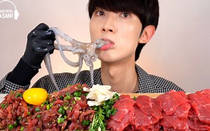 小哥哥又来吃【生牛肉 章鱼】了【JaeYeol】