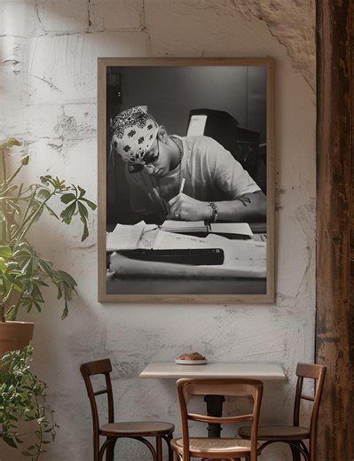 Eminem Poster | Slim Shady Rap Legend Wall Art | Hip Hop Studio Writing Print | Black and White Rapper Poster | Music Studio Decor - Etsy