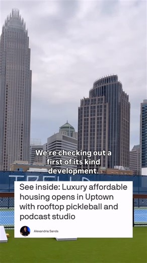 Axios Charlotte on Instagram: "🗝️ UPTOWN APARTMENTS: Trella is a new luxury mixed-income apartment building at Eighth and North Tryon, by Charlotte’s housing authority @Inlivian and private developer Urban Atlantic. 🏋️‍♀️ AMENITIES: @trellauptown has a pool, dog wash, gym, yoga studio, arts and crafts room, co-working spaces, rooftop pickleball and a podcast studio. 💸 BY THE NUMBERS: 106 of 353 units are considered “affordable,” with income-based rents. - The remaining 247 units are market ra