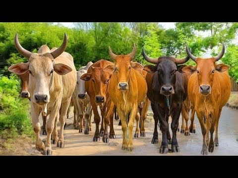 Funny Herding Tame Cows Every Afternoon - Funny Cows. Cows Eating Grass. Cows Sounds. Dancing Cows.2