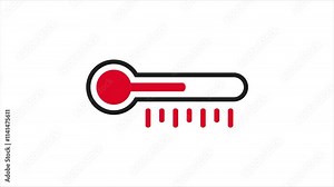 Thermometer icon symbol. Temperature rise from thermometer 2d animation video Stock Video