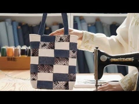 How to Sew a Recycled Denim Patchwork Bag | DIY Recycled Jeans Tote Bag
