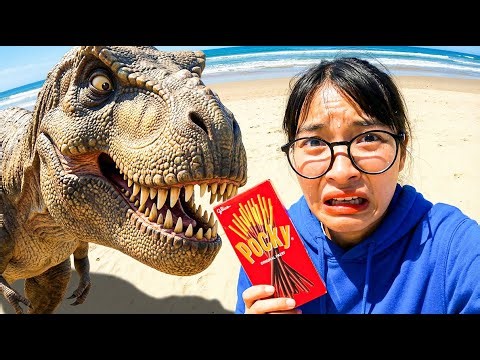 I FED A GIANT T-REX?! Scary Dinosaur Wants My Snacks! (Run For Your Life Challenge) T-REX Goes Wrong