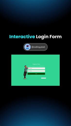 Coding Pixel • AI on Instagram: "Interactive Login Form . . . 🔗 Get the full source code via GitHub or Telegram — link in bio! 👨‍💻 Tag your dev buddies who’d love this 🔖 Save this for your next project ❤️ Like & Share to support our work! Follow @coding.pixel for simple & creative frontend ideas 🚀 #html #css #frontend #frontenddeveloper #webdev webdevelopment cssinspiration htmlcss cssdesign uianimation frontendinspo learningcode buildinpublic designinspo modernweb uichallenge hoveranimatio