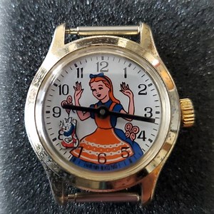 Vintage Alice In Wonderland Watch 1960s Rare Wind Up Working