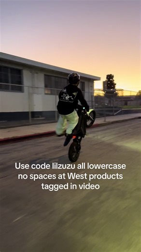 Getting better 😊 Use code lilzuzu all lowercase no spaces at @West Products 📸@soleil.ian #ebike #tuttio #fyp #wheelie #playboicarti