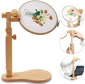 Amazon.com: Embroidery Hoop Stand - Rotated Cross Stitch Stand Lap, Easy to Use Natural Beech Wood Embroidery Hoop Holder, Hands Cross Stitch Stand for Art Craft Sewing Needlework Projects
