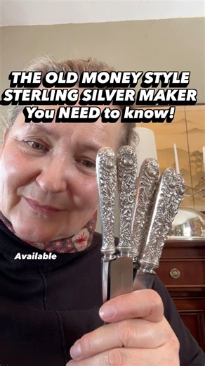 The old money flatware maker you need to know: Kirk & Son – also seen as S. Kirk & Son, Samuel Kirk & Son, Kirk Steiff and, after a merger, Kirk Stieff. ✨ This set of six sterling handled French style dinner knives has that classic repoussé floral pattern, beautifully weighted handles, and the kind of quality that used to live in the family silver chest for generations. Now listed on the website and ready for your holiday and everyday tablescapes. Key names and dates at a glance: 1892 – Charles 