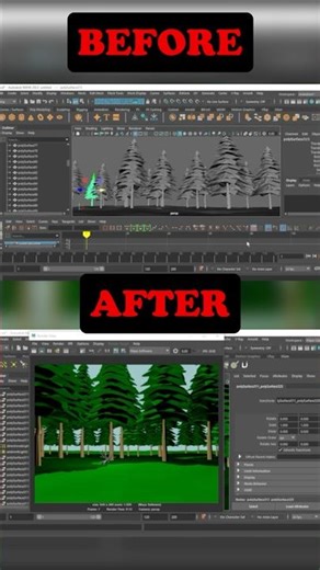 - From Blocks to Beauty: 3D Forest Scene Almost Done! #vfx #3dcompositing #animation