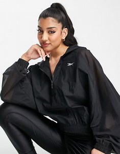 Reebok Training Studio 1/4 zip woven jacket in black | ASOS