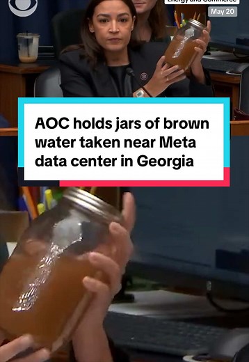 During a House hearing with Assistant EPA Administrator Jessica Kramer on Wednesday, Rep. Alexandria Ocasio-Cortez (D-NY) pulled out two jars of brown water she said was taken near a Meta data center in Morgan County, Georgia, after it was constructed. AOC went on to describe how families in the rural area near the data center now have to ship in water for bathing, cooking and drinking, noting that “the only difference between the clean water and this was that data center.” Addressing the assist