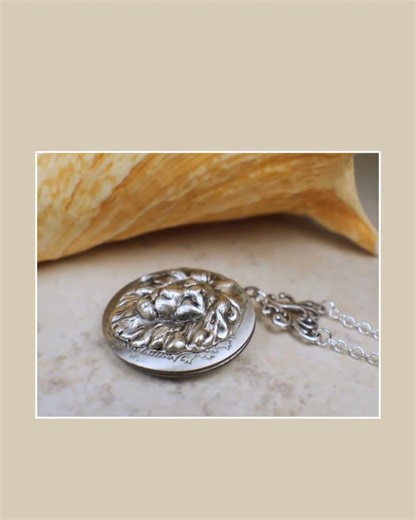 Silver Lion Photo Locket
