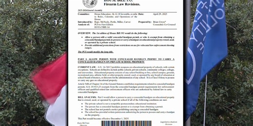 New North Carolina law allows handguns on private school campuses